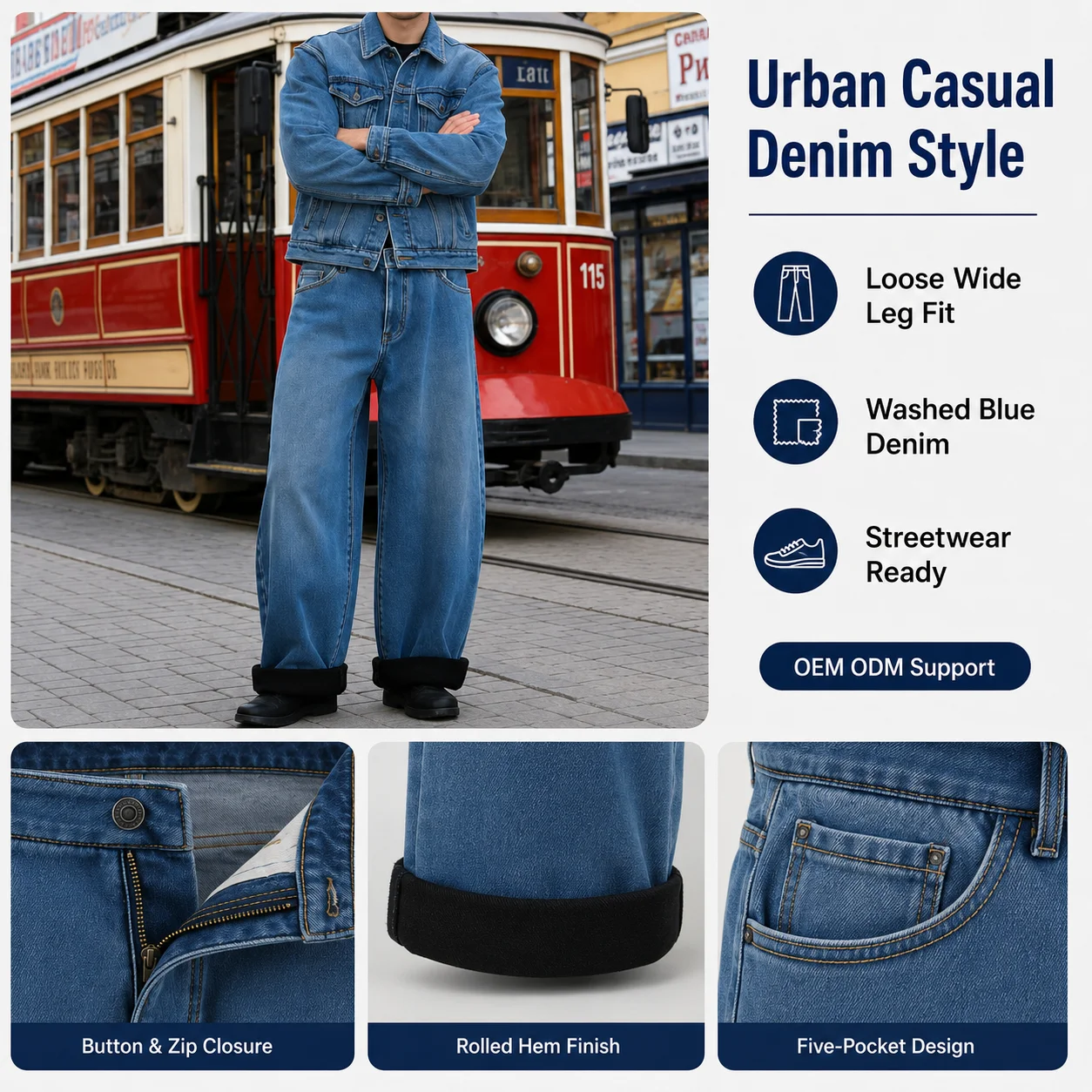 Mens Loose Fit Versatile Fleece Lined Denim Jeans Casual Warm Baggy Trousers for Winter Daily Wear