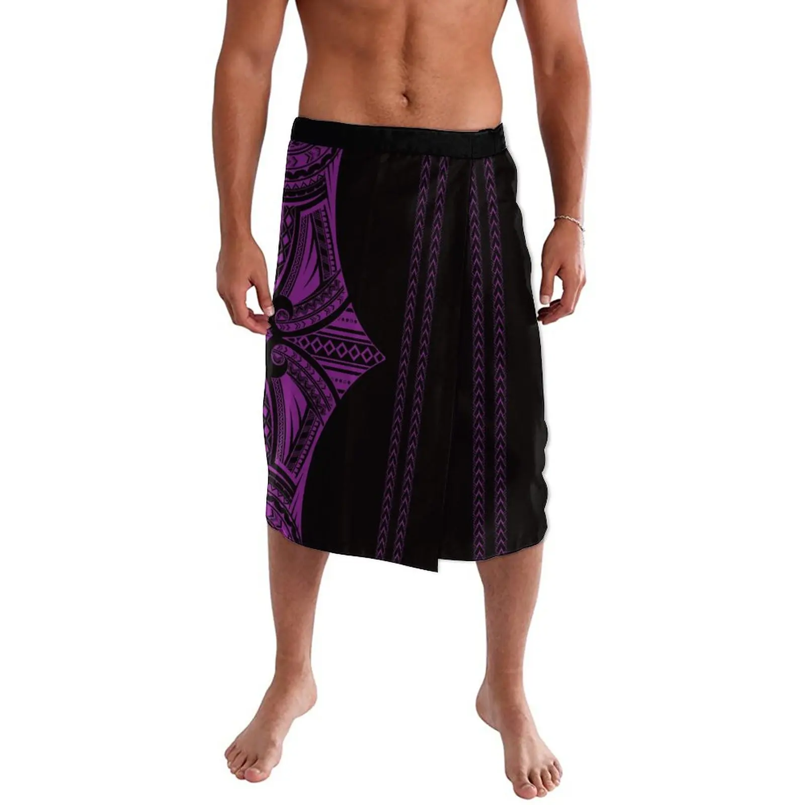 High Quality Custom Polynesian Tribal Design Samoa Lavalava Tatau Ie Faitaga Tupenu Mens Wrap Skirt Hawaiian Sarong for Men