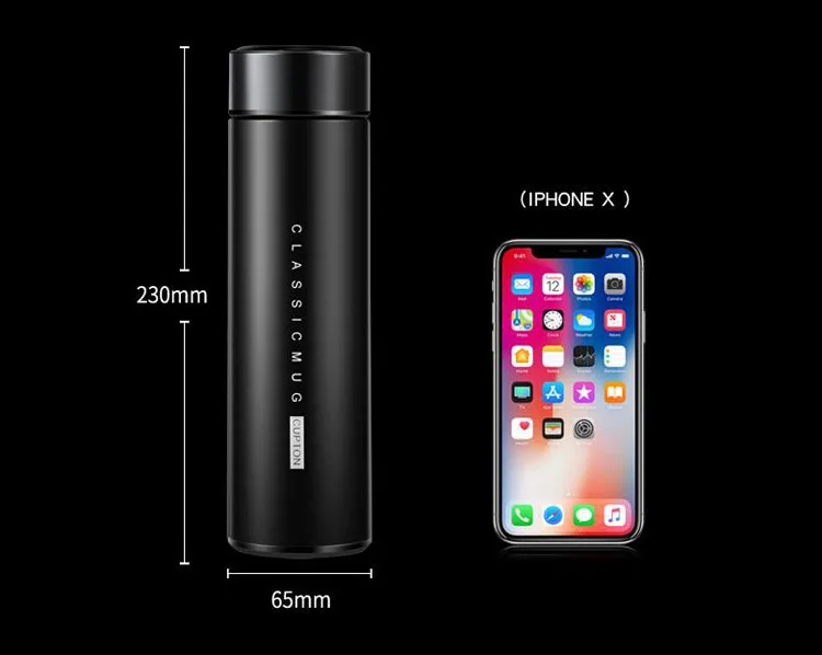 Sublimation  Wholesale Touch Temperature Display 17 oz Metal Stainless Steel  Infuser Water Bottle