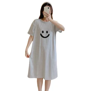 Smile Face Piyama Dresses Women Nightgown Korean Sleepwear Pijama Designer Free Size Women's Clothing