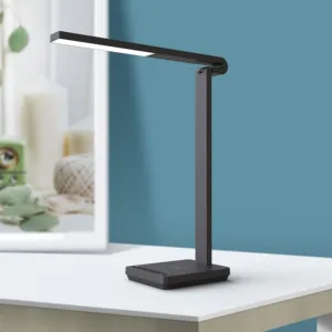 Eye Caring Modern LED Study Table Lamp with Wireless Charger for Phone Reading Desk Lamp Stepless Dimming