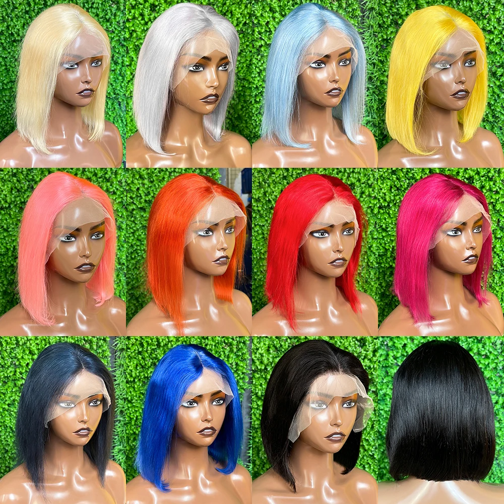 Gd New Arrival Human Hair Ombre Colored Lace Bob Wig,Peruvian Hair Green  Blue Short Wig,Deep Hairline Bob Wigs For Black Women - Buy Human Hair  Ombre Colored Lace Bob Wig,Peruvian Hair Green