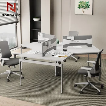 Office Furniture 3 Person Workstations Wooden Customized Staff Desk Table