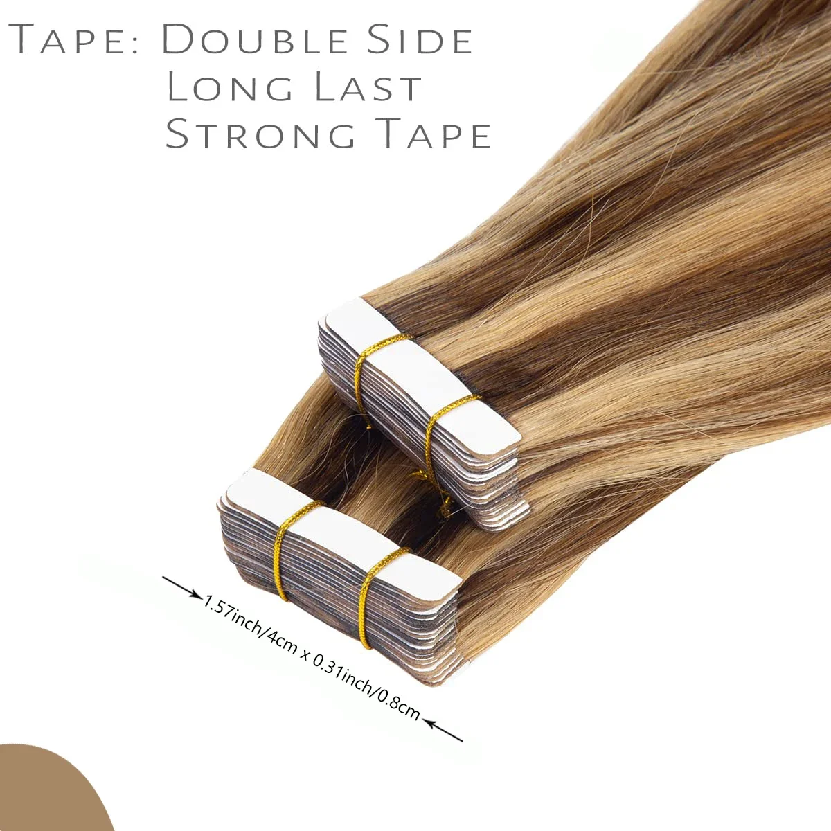 Extension per capelli lisci con nastro adesivo, capelli umani #P4/27, colore Remy, 20 pezzi/confezione, 16-26 pollici, per donne_voghion.com