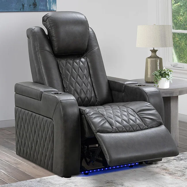 CY Hot Sale Modern Design Home Theater Seating Genuine Leather Power  Recliner Cinema Sofa Chair Seats With Laptop Table