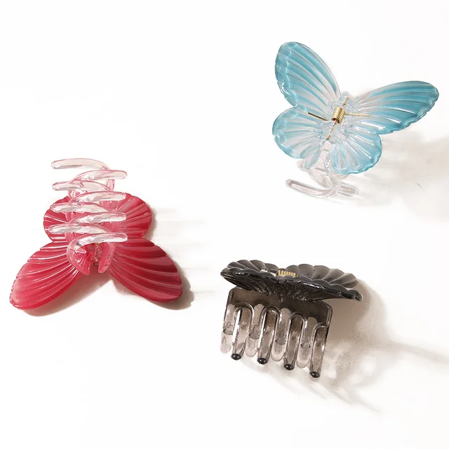 Plastic Medium Butterfly Ganchos Para El Cabello Shark Hair Claw 7.5cm Smooth Sweet Clamps Clips For Girl Hair Clips For Women