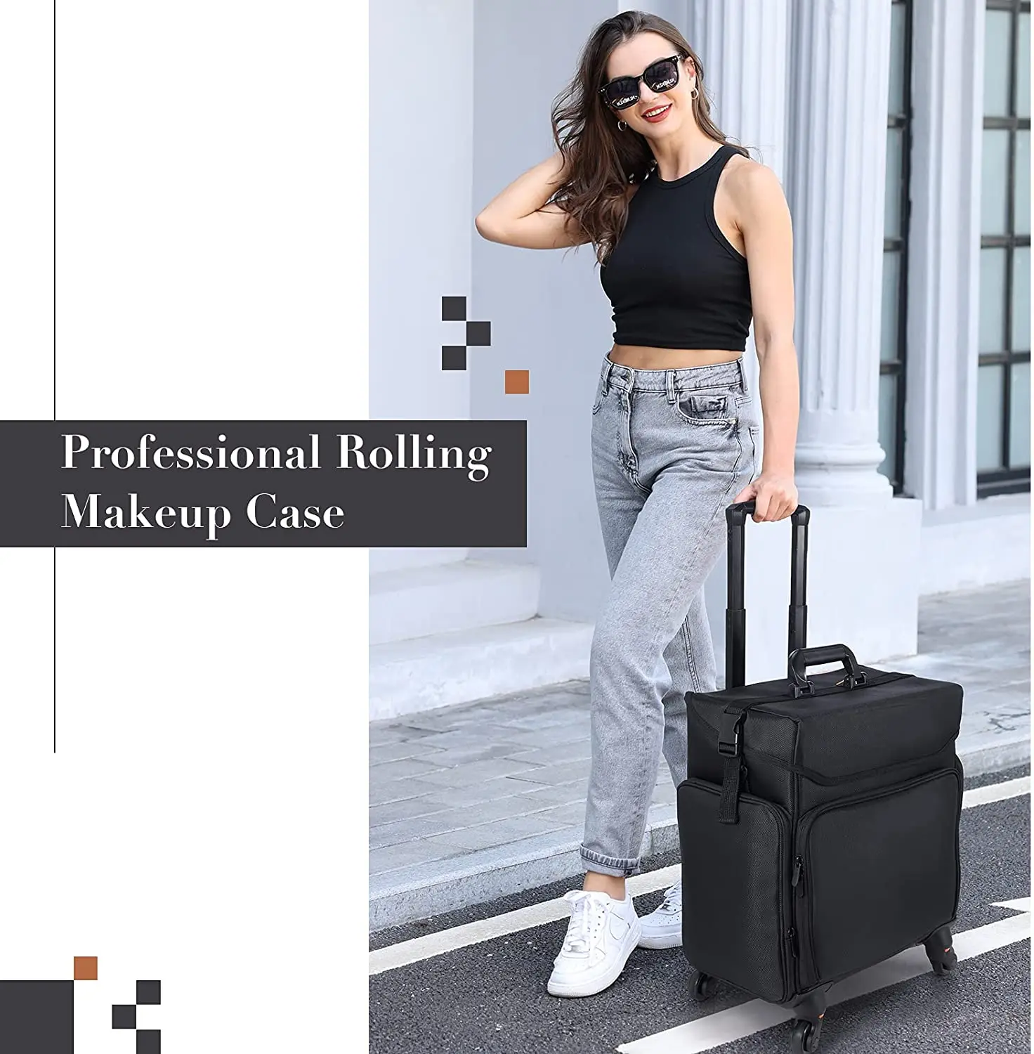 Professional Makeup Artist Train Case Trolley Travel Organizer