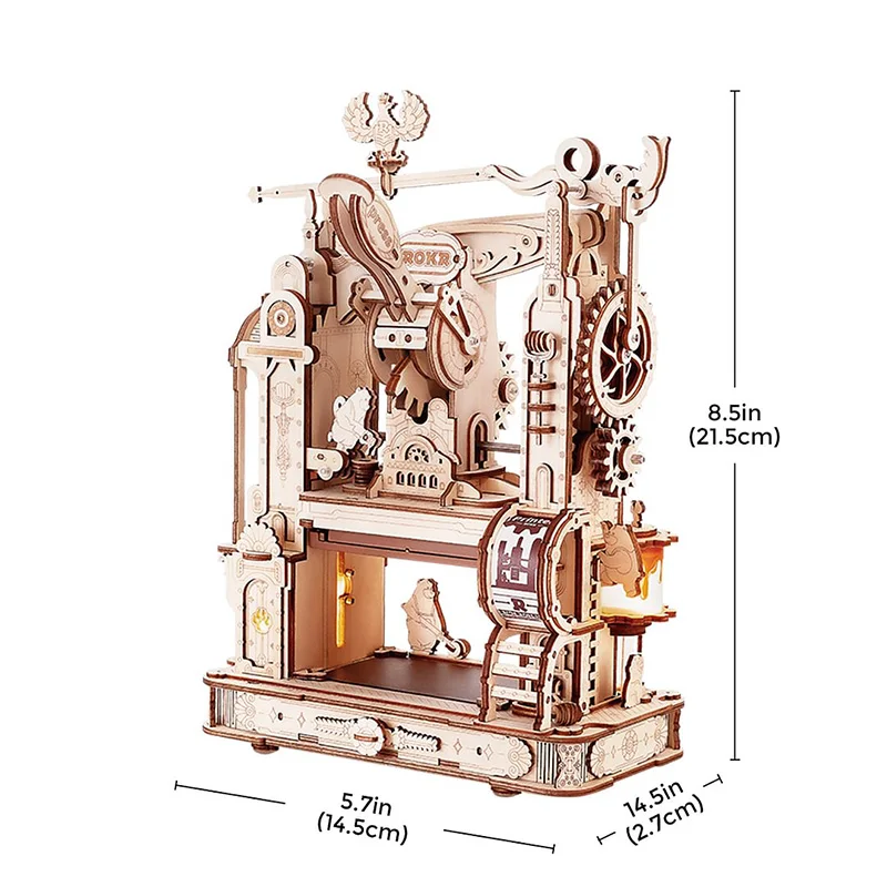 Robotime Rokr Wood Crafts LK602 Printing Press Mechanical DIY Wooden 3D Puzzles for Adults