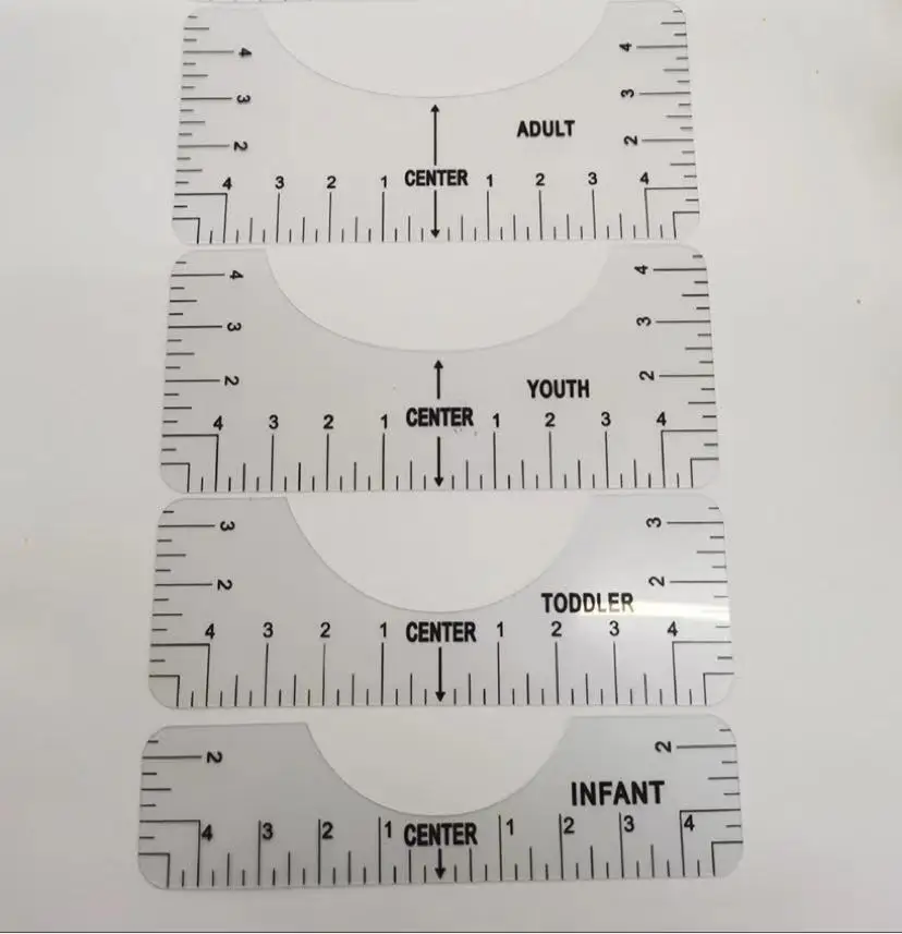 4Pcs/Set T-Shirt Alignment Ruler For Guiding Tshirt Measurement Ruler With  Size Chart DIY Drawing Template Craft Tool Drafting