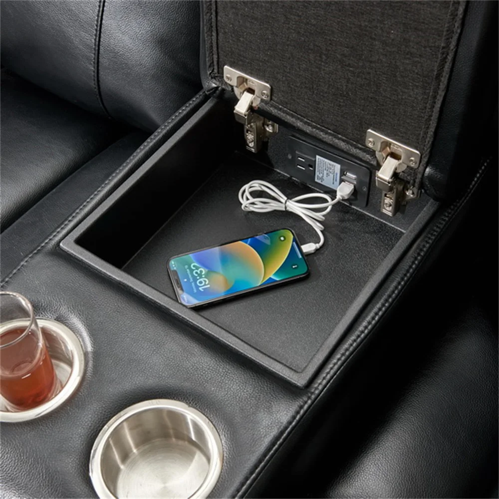 Custom Logo China Supplier Oversize 5 Person Seat Recliner Couch Manual Reclining Sectional Sofa Set with LED Strip