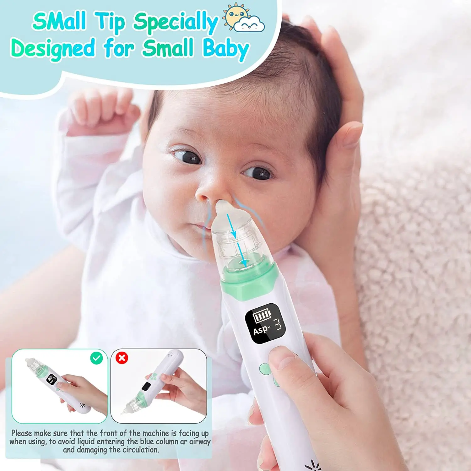 Baby Nose Inhaler Electric Nose Cleaner 3 Different Levels Of Suction ...