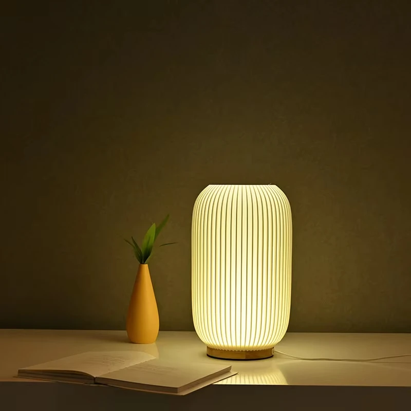 product handcrafts home decoration lantern shape premium table light chinese luminaire modern indoor wood base desk lamp-40