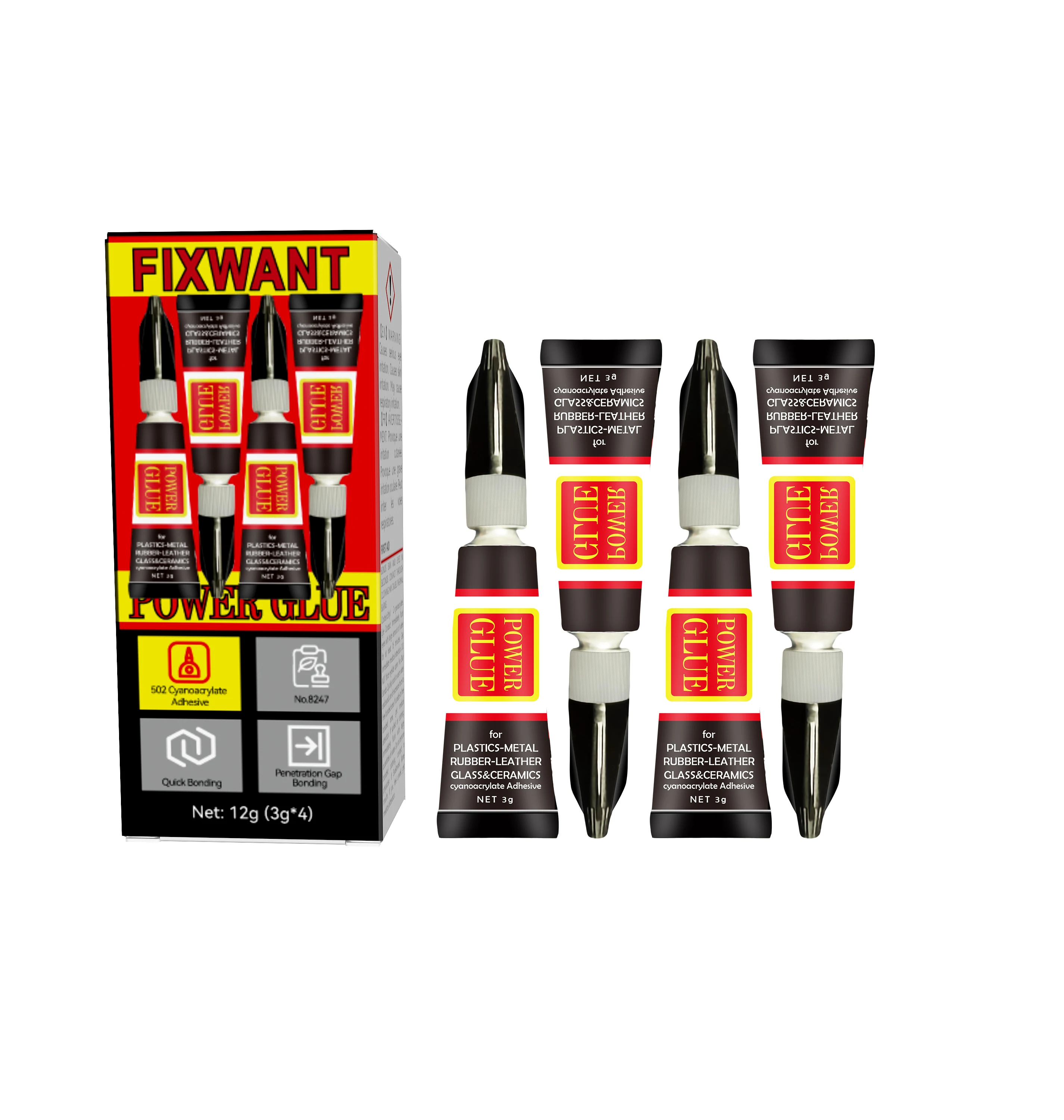 Высокопроизводительный 502 мощный клей-сверхпрочный клей для резиновой стеклянной металлической керамики с 3 г тонких жидких трубок