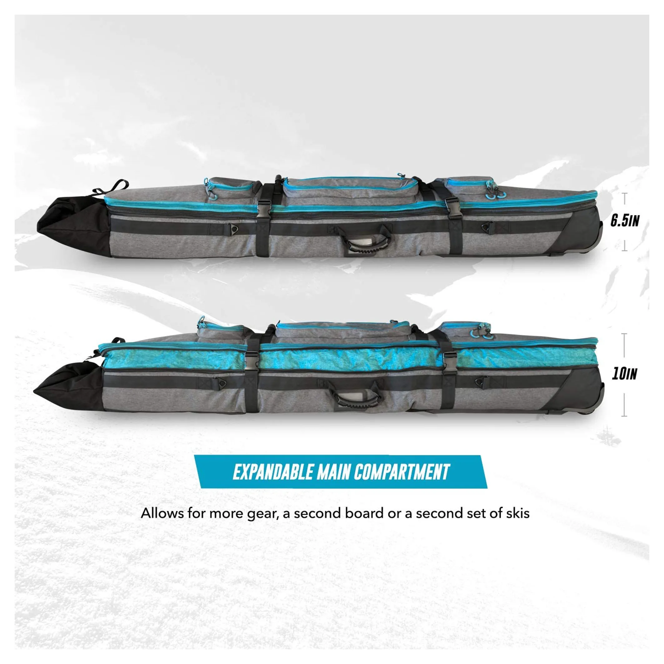Rolling Expandable Snowboard And Ski Bag Ski And Snowboard Bag With Wheels Fits 2 Boards Or 2