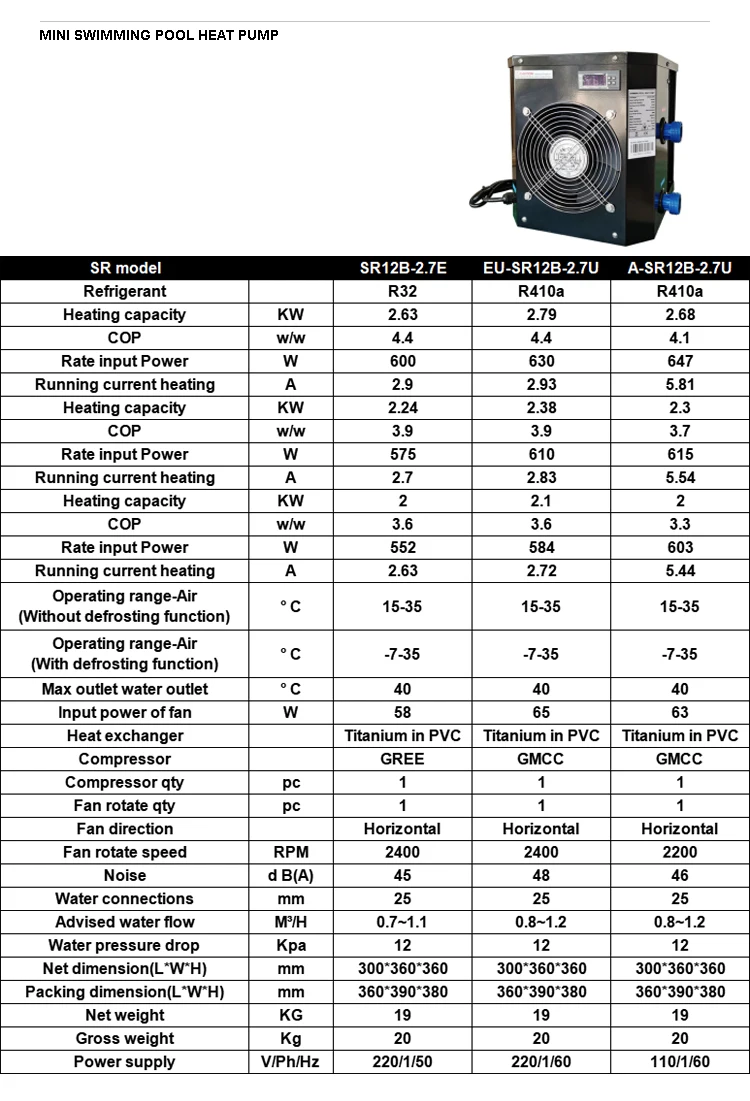 Factory Direct Sale Oem A+++ R32 Commercial Swimming Pool Heater Heat