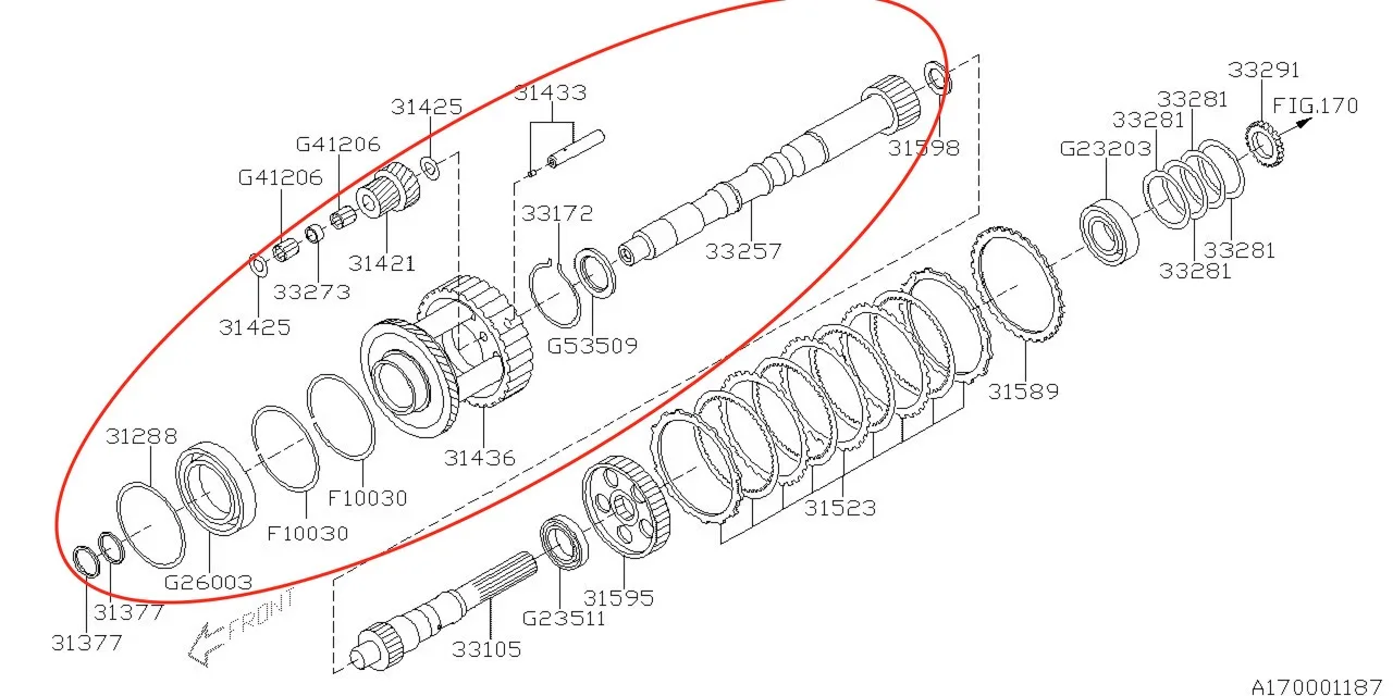 TRANSMESUN  Transmission 5EAT RE5R05A Rear Planetary Gear Carrier Assembly 31436AA190 31421AA100 for the Subaru EXIGA 2004-2014