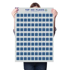 Custom New Arrival  Large Scratch Poster of the Best Travel Destinations of the US Top 100 Destinations Scratch Off Poster