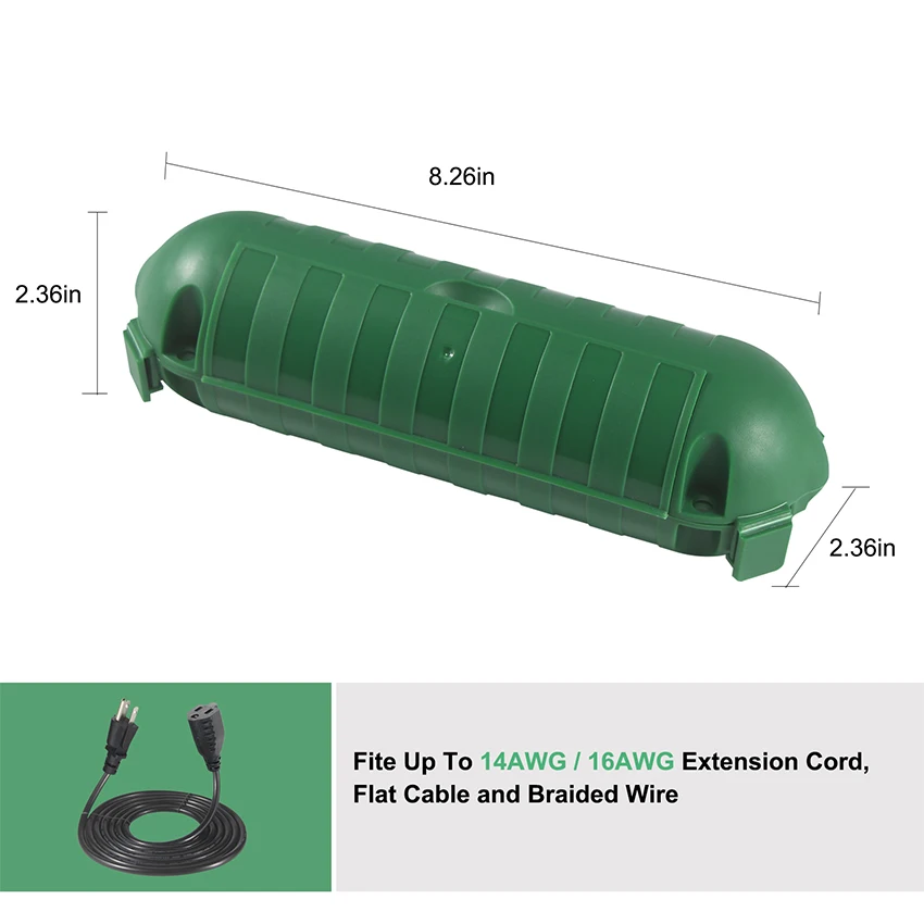 Outdoor Extension Cord Safety Cover Weatherproof Electrical Connection Box For Awg 121416 2651