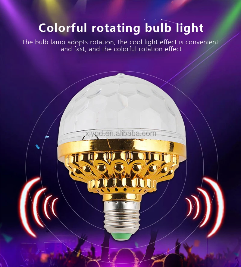Colorful Auto Rotating LED Bulb RGB Stage Light Effect Lamp Disco Crystal Magic Ball Light Bulb DJ Dance Party Atmosphere Lamp