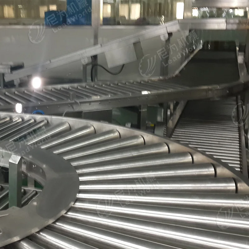 Back End of Line Packing Turning Curve Powered Gravity Roller Conveyor