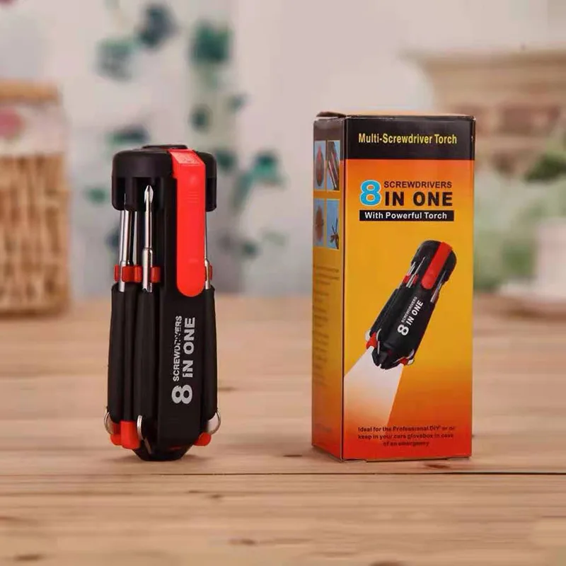 8-in-1 Portable Multi-Screwdriver With LED Flashlight Tool 
