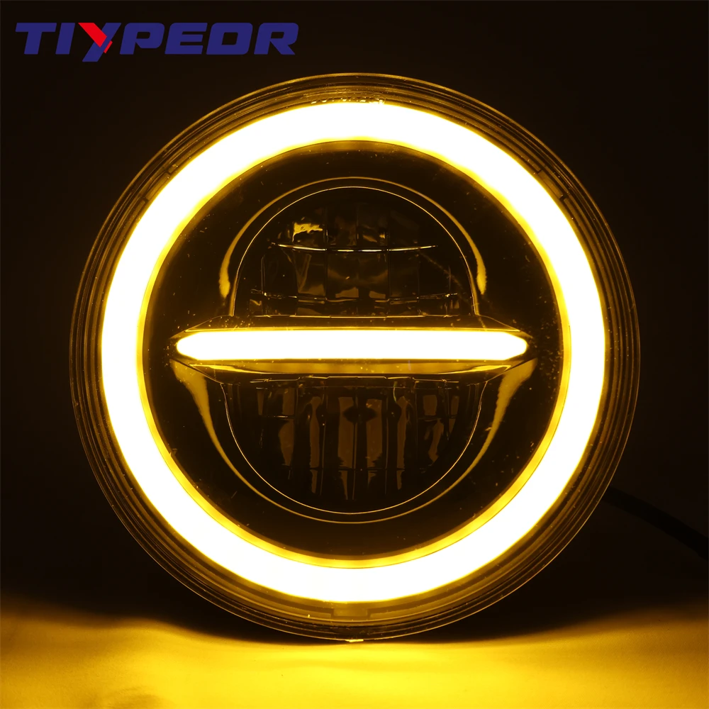 product tiypeor motorcycle 7 led headlight running headlamp light for harley sportsters xl xg 883 dyna softail touring street glide-8