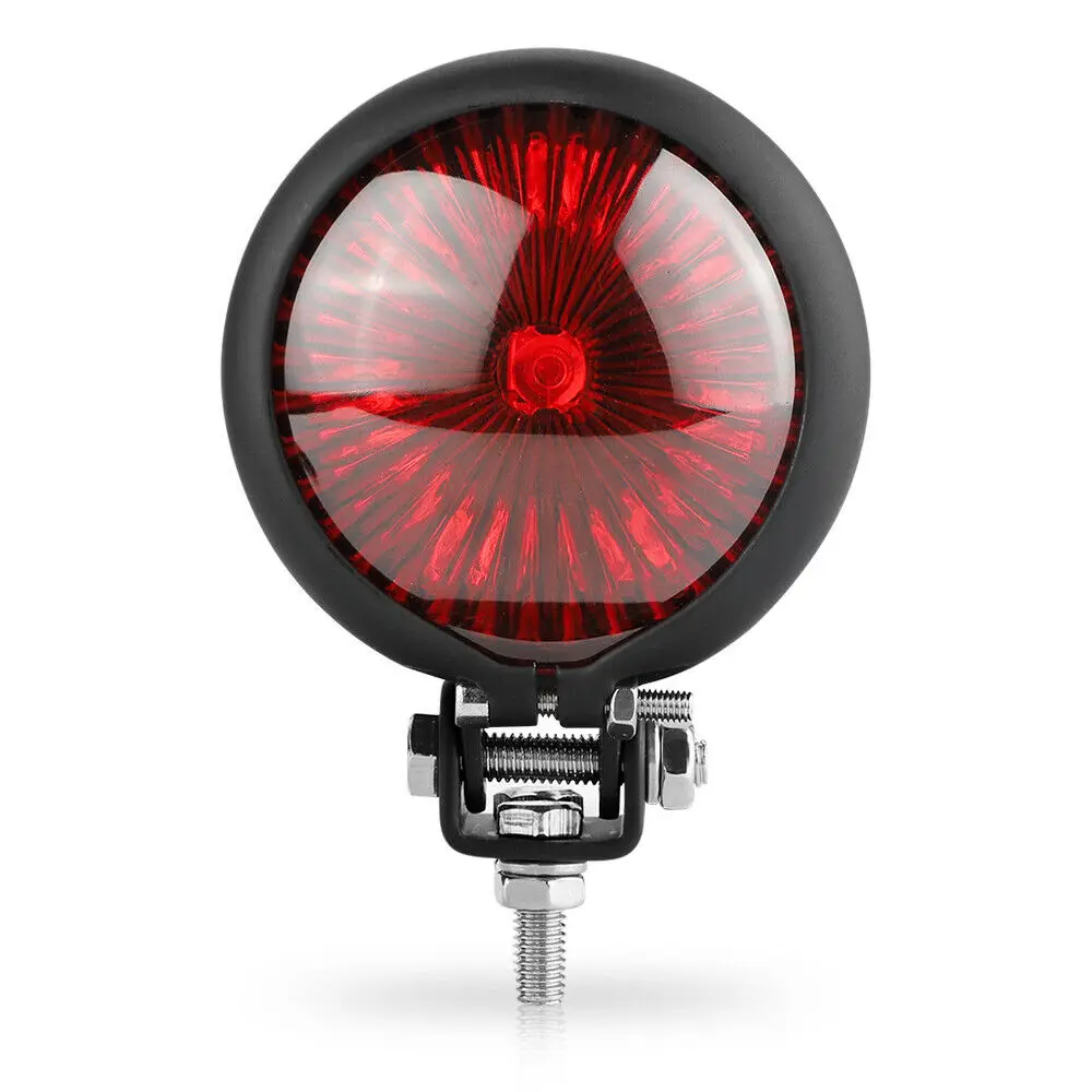 Black Red Motorcycle Vintage Bates Style LED Tail Brake Running Light Custom 12V