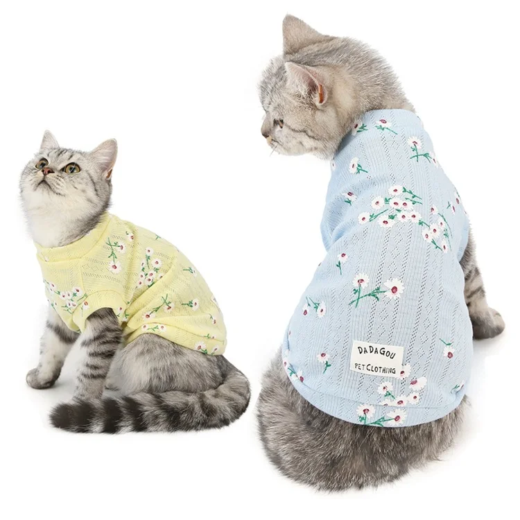 Wholesale Daisy Design Good Quality Cat Clothes Pattern Small Cat Clothes  Cool Summer Cat Clothes Yellow From m.