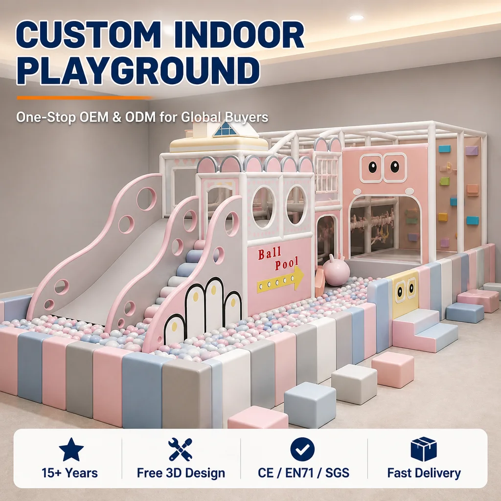 Kids Macaron Castle Indoor Playground Soft Play Equipment CE CPC Certified Ball Pit Slide Climbing Frame for Daycare School