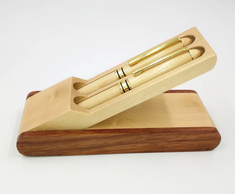 Luxury Wooden Ballpoint Pen Gift Set with Business Pen Case Display Nice Writing Pen with Box and Gel Ink Refills