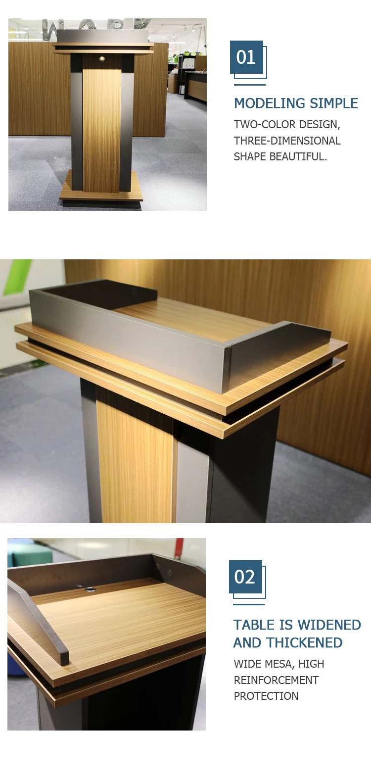 Modern wood lectern podium manufacture