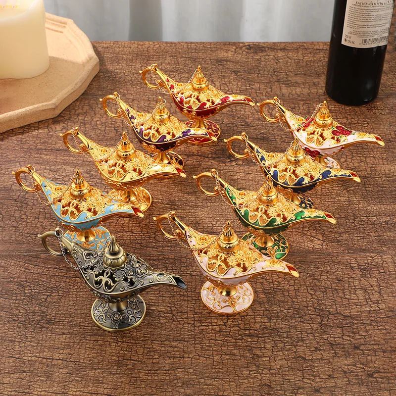 Arab Luxury Golden Metal Aladdin Lamp Ornament Modern Design
