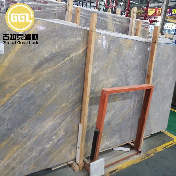 Polished Nature Blue Marble Slab for Wall and Floor in Villa and Hotel Projects Total Solution Available