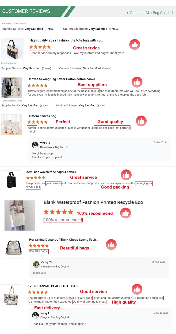 Custom Print Pocket and Zipper Cotton Large Shopping White Canvas Tote Bag