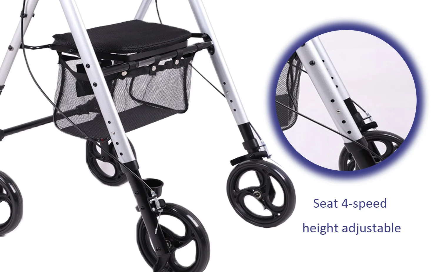 Adjustable Elderly trolley aluminum walker four-wheel walker foldable ...