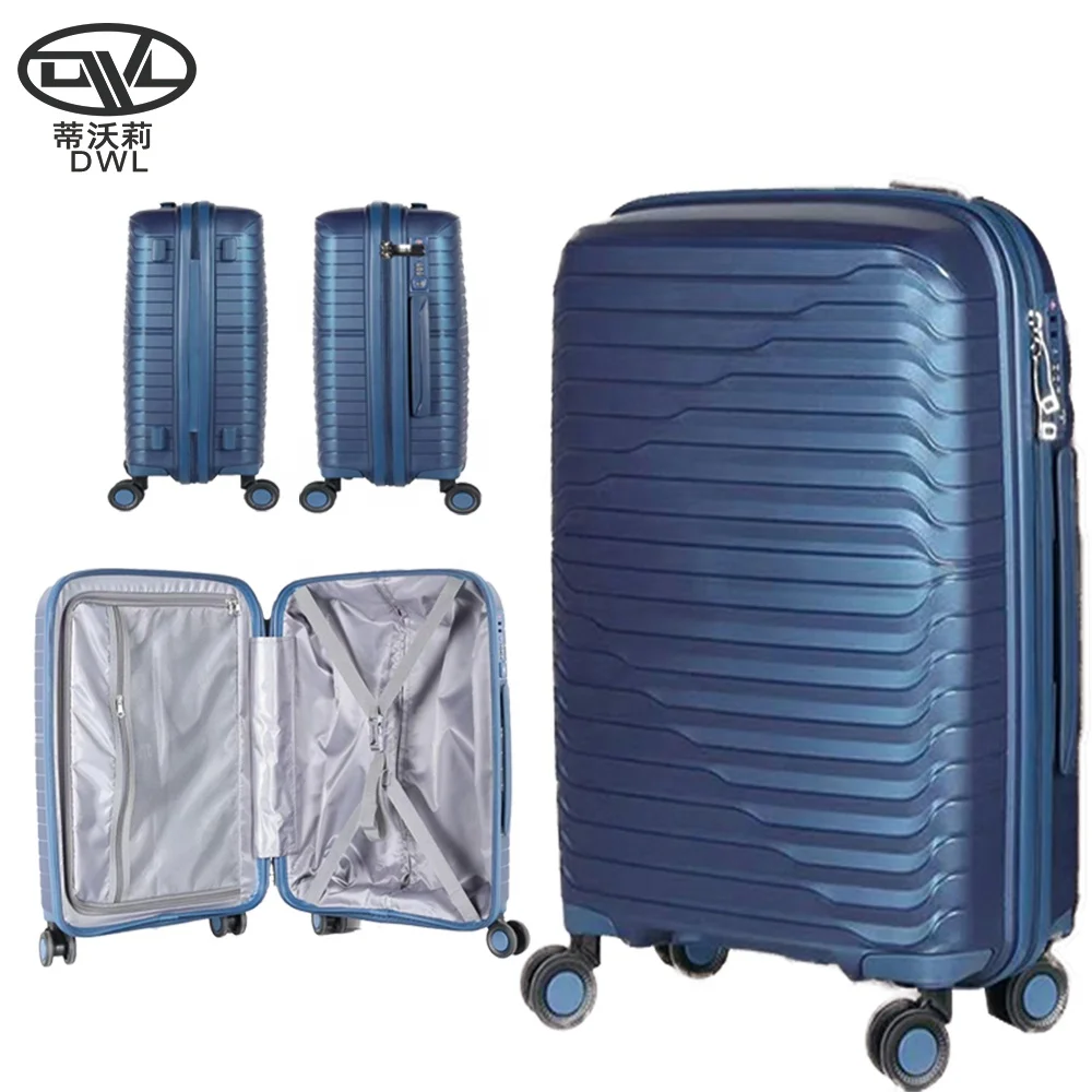 Polypropylene Lightweight Double Seal Luggage Sets Effortless Elegance High Bounce Spinner Wheels Carry-On Suitcase for Outdoor
