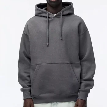 Wholesale Customized Logo Men's Hooded Sweatshirts Comfortable Cotton Sports Shirts Solid Pattern Casual Style