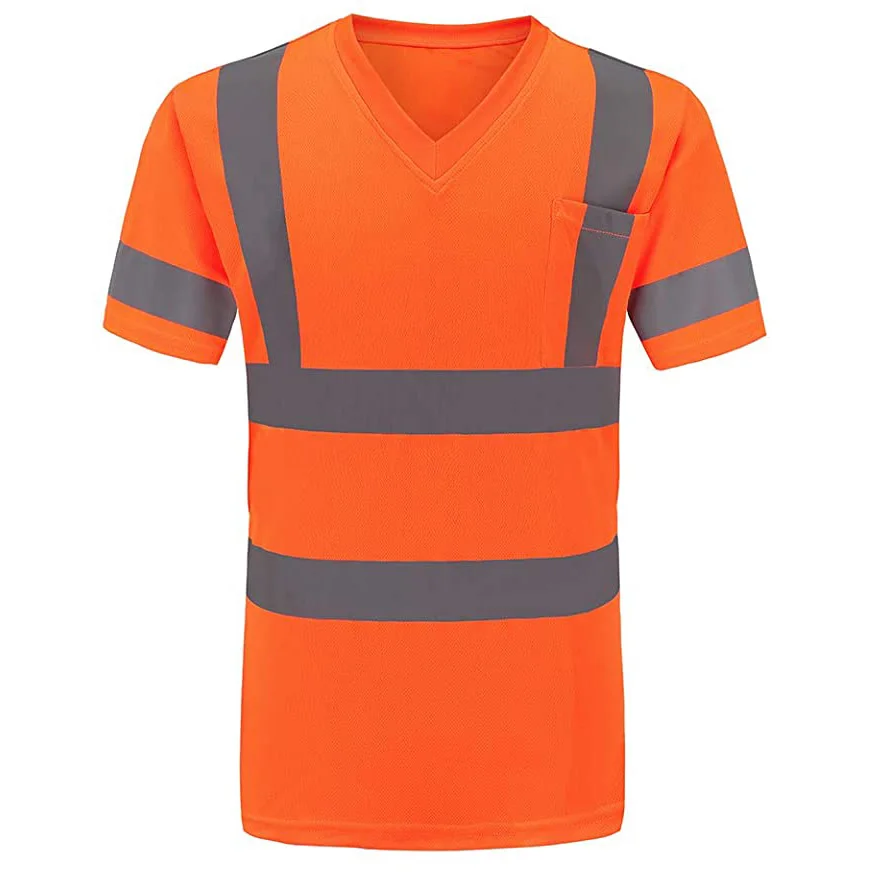 Custom Logo Hi Vis T Shirt Reflective Safety Orange Short Long Sleeve High Visibility V Neck Safety Shirt Buy Quick Dry Workwear Safety Reflective Stripe T shirts Tops Class 3 Hi Vis Reflective