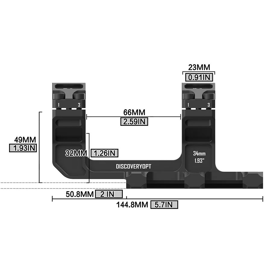 Discoveryopt LIGHTWEINGHT Scope Mount 20mm System 34mm Tube Diameter Slope Scope Mount Ring