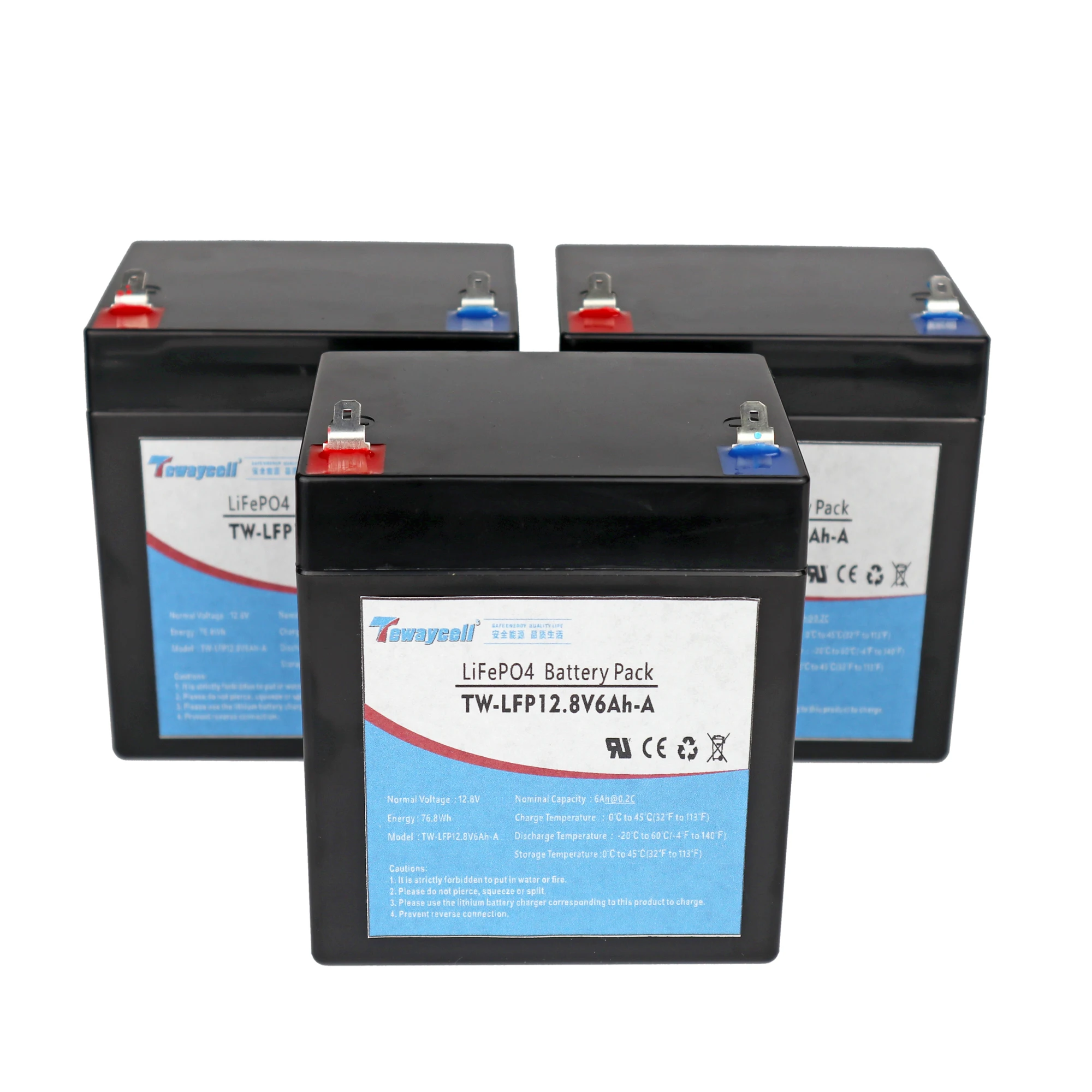 Batteria 12v 6Ah Litio, Batteria Accumulo 12V Lifepo4, 76.8Wh