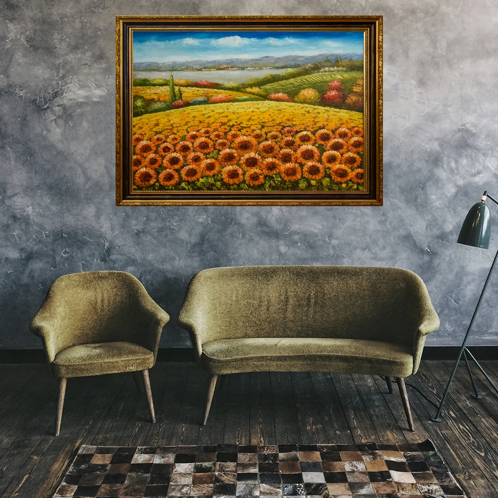 Wholesale Framed Impressionist Handmade Mediterranean Landscape Picture Wall Art Oil Painting