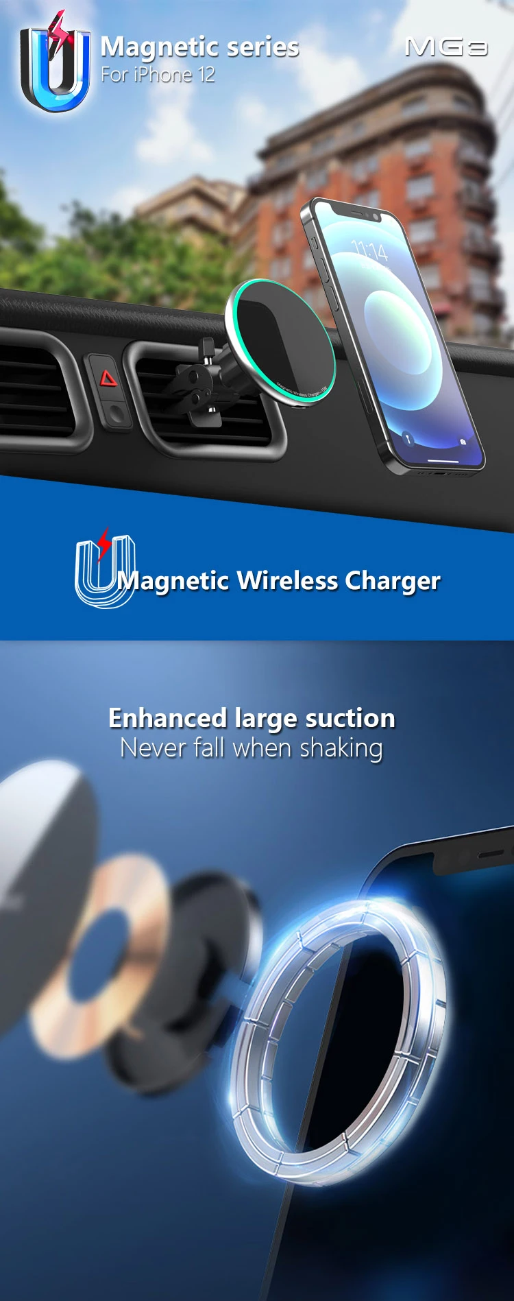 wholesale custom 360 rotation qi mini strong magnet mount universal air vent car magnetic phone holder for magsafing