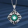 Emerald pendant with box chain