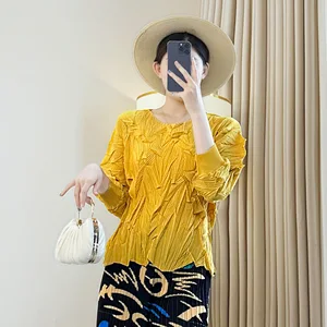 Women's Fashion Pleated Top Loose Casual Long Sleeve Blouse  Factory Wholesale