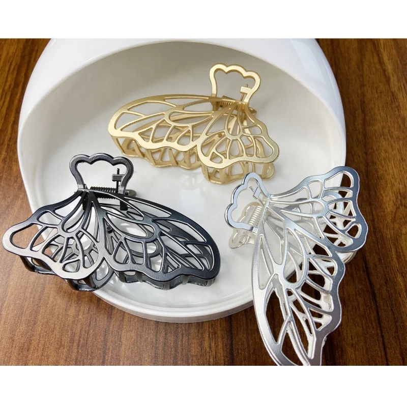 Gold Silver Plated Butterfly Claw Clip 8cm - Elegant Hair