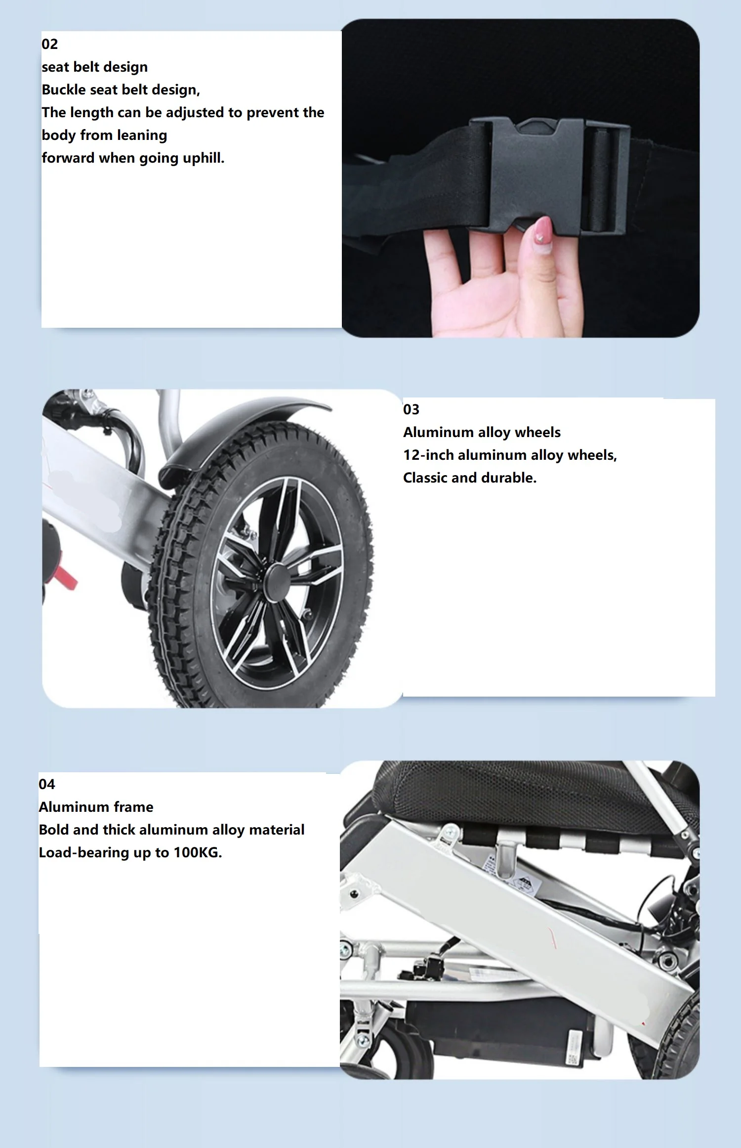 Hot Sell Aluminum Foldable Power Wheelchair With Motor Controller And Lithium Battery clutch to adjust manual/electric-BZ-E03 supplier