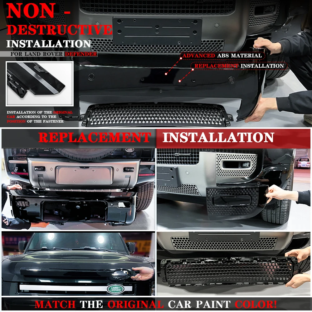 All Glossy Black Car Accessories Body Parts Front Bumper for Land Rover Defender Bodykit