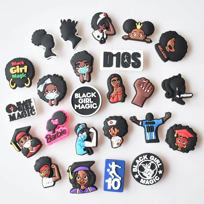 Diy Pvc Croc Charms Black Girl Series Designer Charms For Crocs ...