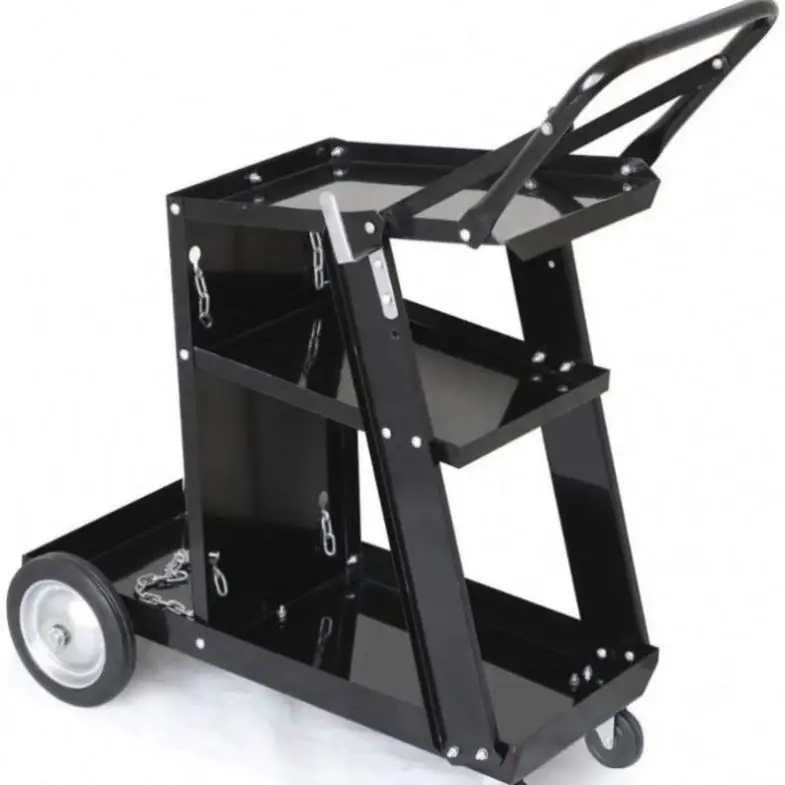 TEBAK Welding Cart Heavy Duty Welder MIG Universal Gas Cylinder Steel Welding Machine Trolley Cart With Chain Handle and Drawers