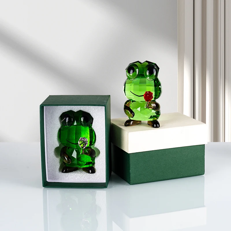 Small Bridge K9 Frog Prince Rose Figurine Engraved Carved Crystal Eco-friendly Auto Toy for Girls Christmas